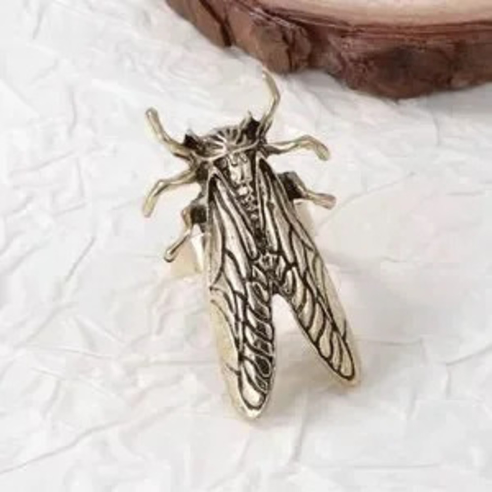 Gold Cicida Insect Bug Statement Rings - Picture 2 of 2